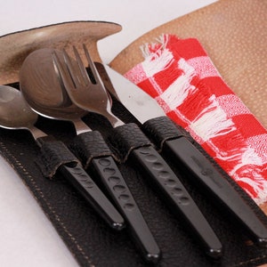 Vintage Travel Kit for Eating, Travel Cutlery, Picnic Set in Case, Camping Eating Set in Case, Stainless Steel Eating Set, Made in DDR
