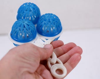 Vintage 60s Plastic Baby Rattle, Maracas, Toy