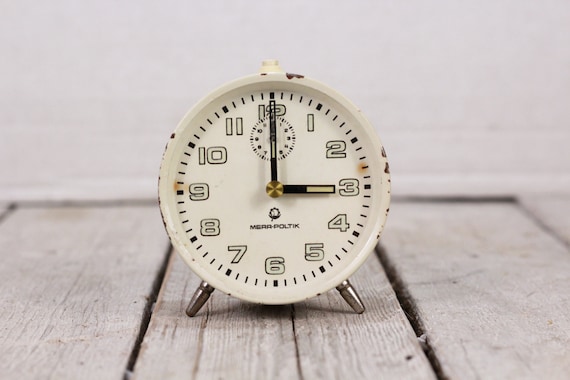 Vintage MERA-POLTIC Alarm Clock: Polish Analog Tabletop Clock, 1970s