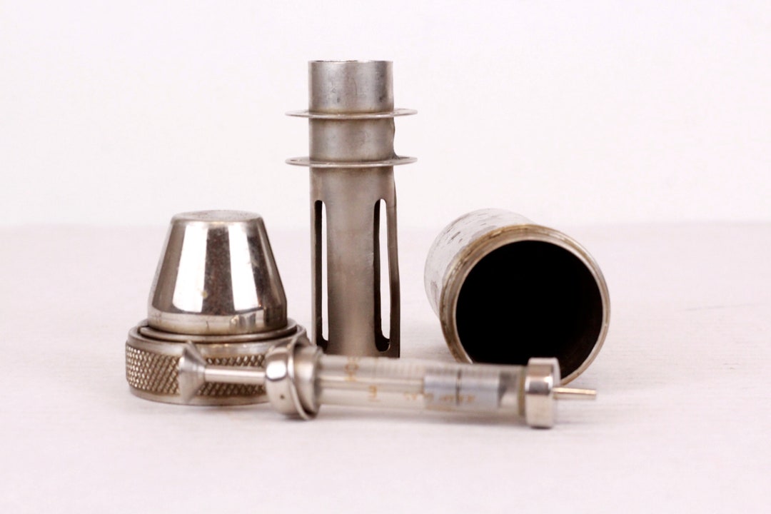 Vintage Syringe Container, Autoclave Sterilizer, Medical Device