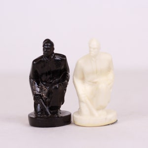 Vintage Chess Pieces: Black and White Plastic Pawns, Set of 2