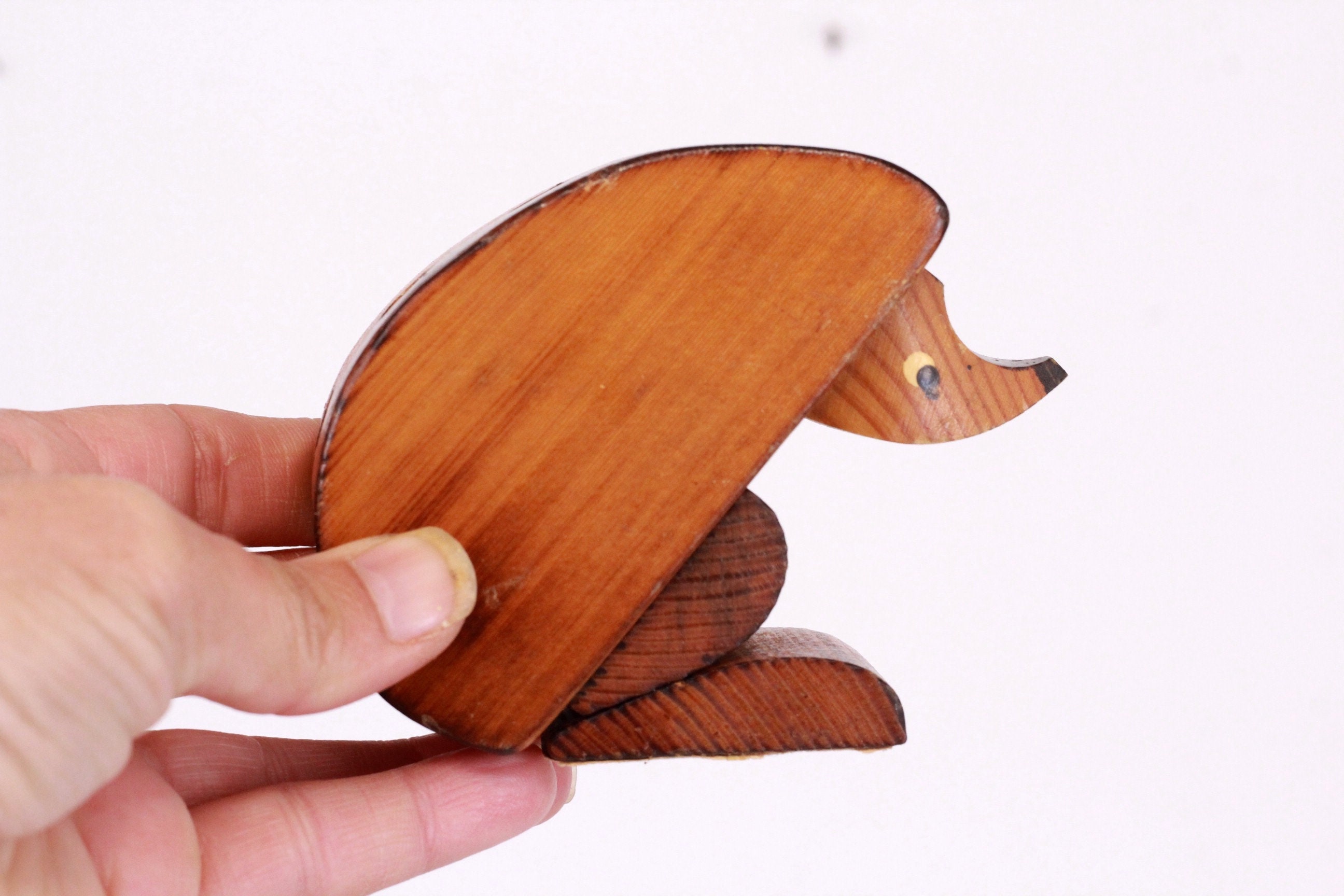 wooden hedgehog pencil holder