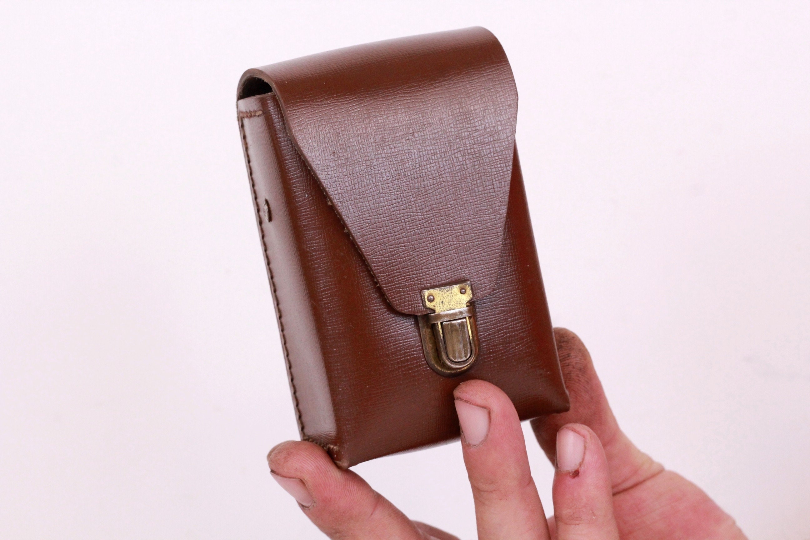 Small Brown Faux Leather Case Camera or Binoculars Case Etsy