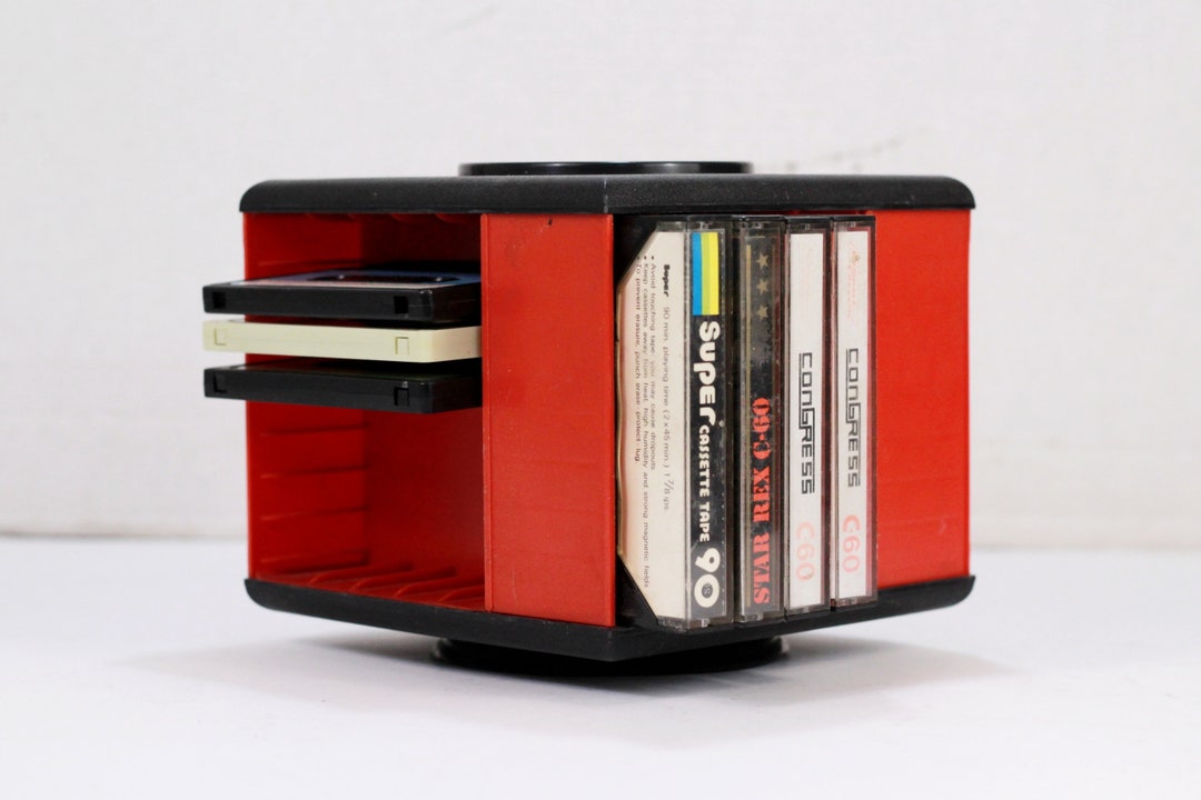 Vintage Plastic Tape Cassette Holder, Tape Revolving Cassette