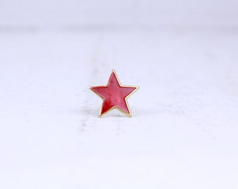 Vintage Sovjet-ster pin van militaire hoed, Made in USSR, rode ster, uniform badge Sovjet-Russische leger, communistisch symbool, ster Rode Leger