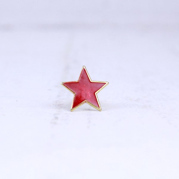Vintage Soviet star pin from military hat, Made in USSR, Red star, Soviet Russian Army uniform badge, Communist symbol, Red Army star
