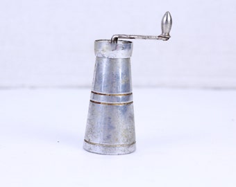 Vintage Small Pepper Mill, Metal Body Pepper Grinder, 1950s