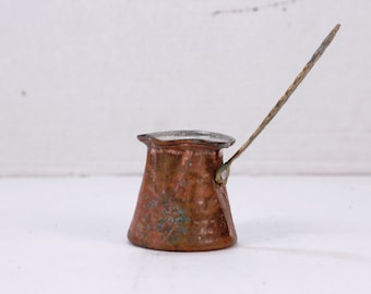 Antique Arabic Turkish Coffee Pot, Hand Hammered, Copper Jezve, Cezve