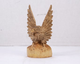 Vintage Hand Carved Wooden Eagle, Figure, Sculpture, US Symbol