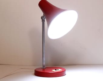 Vintage Architect Desk Lamp: Small Red Bedroom Lighting