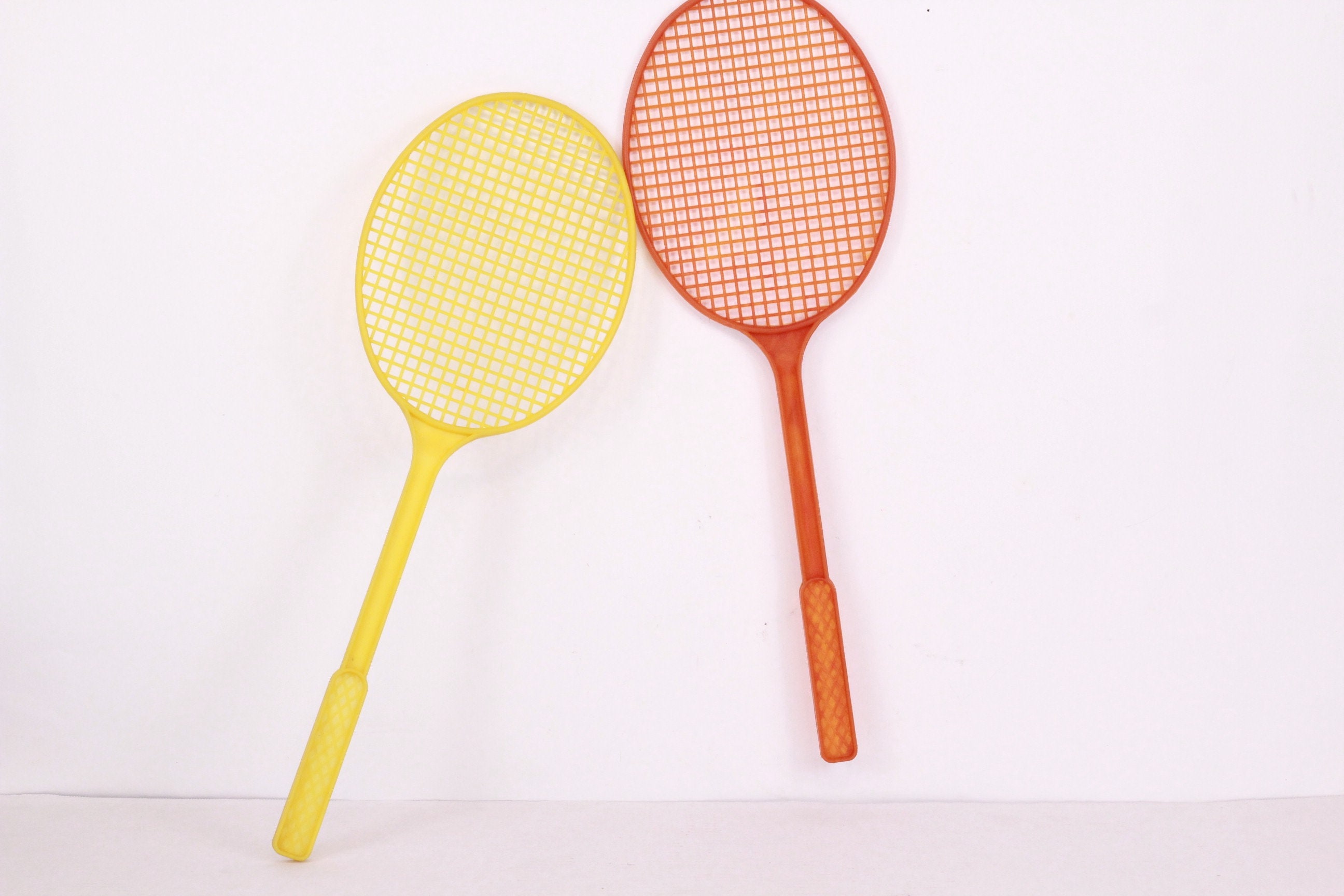 Small Plastic Badminton Racket Vintage Plastic Badminton Rackets, Red/ Yellow Retro Small Rackets ...
