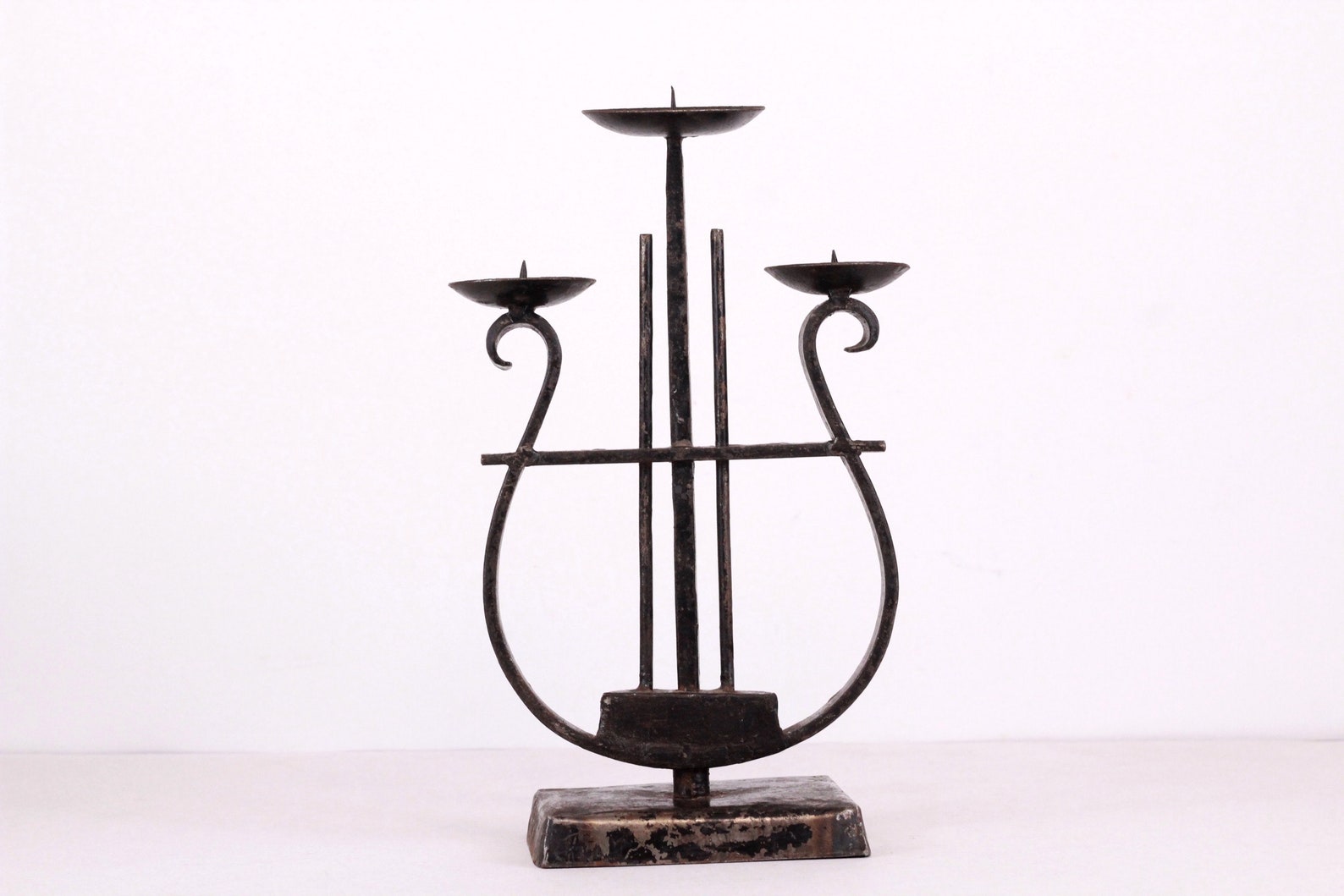 Vintage Handmade Metal Candle Holder in Harp Shape Candlestick Etsy