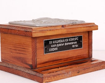 Vintage Small Wooden Box with Metal Ornate and Lid