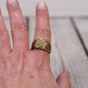Vintage Brass Ring Carved Ring circa 1950s US Size 11