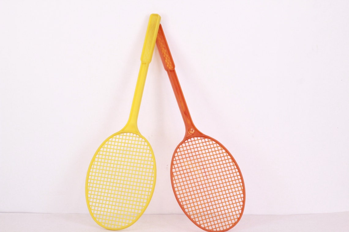 Vintage Plastic Badminton Rackets Red/ Yellow Retro Small Etsy