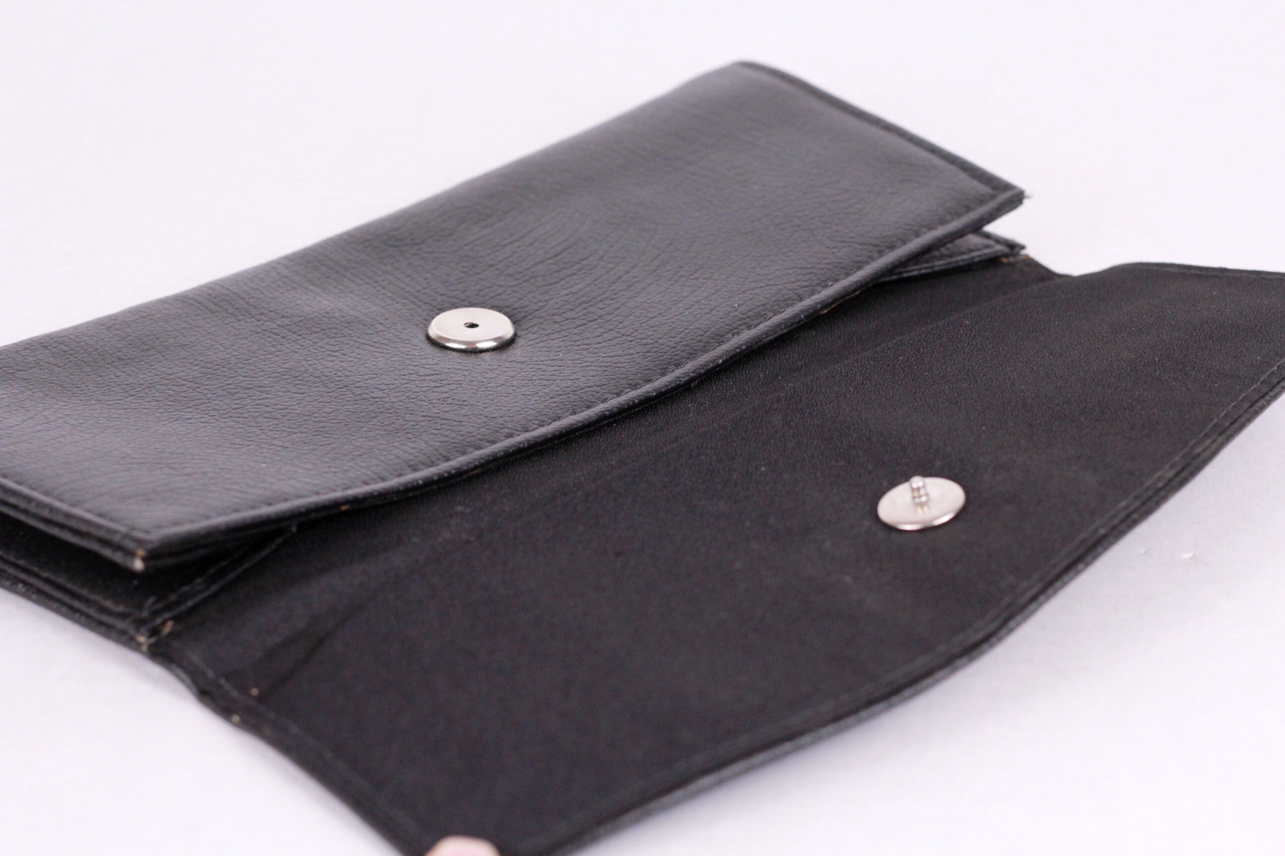 Vintage echtes Leder schwarz Handtasche Abend Geldbörse ...