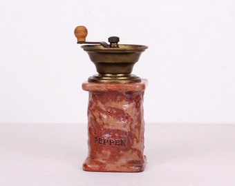 Vintage French Pepper Mill with Ceramic Body, Grinder