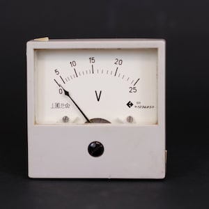 Vintage Industrial Panel Voltmeter, Steampunk, Sensor Laboratory Instrument