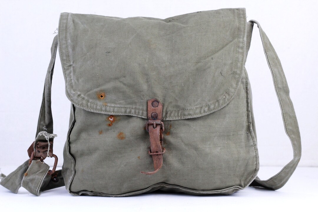 Vintage Canvas Military Bag, Army Green Bag, Hiking Bag, Soviet Army