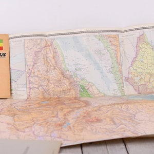 Vintage Äthiopien Landkarte, 1960er Jahre Gedruckt in der UdSSR