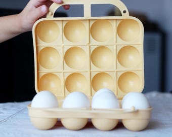 Vintage Plastic Egg Holder: 1980s Kitchen Storage, Eastern European Design