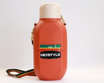 Vintage Orange Plastic Water Canteen: 1990s Camping Flask