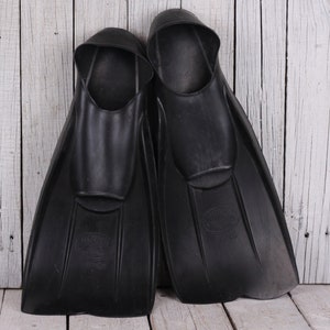 Vintage Black Swimming Fins Flippers, Diving Tools