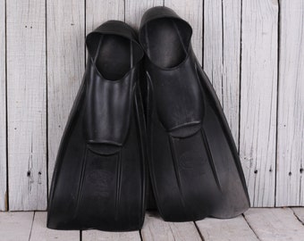 Vintage Black Swimming Fins Flippers, Diving Tools