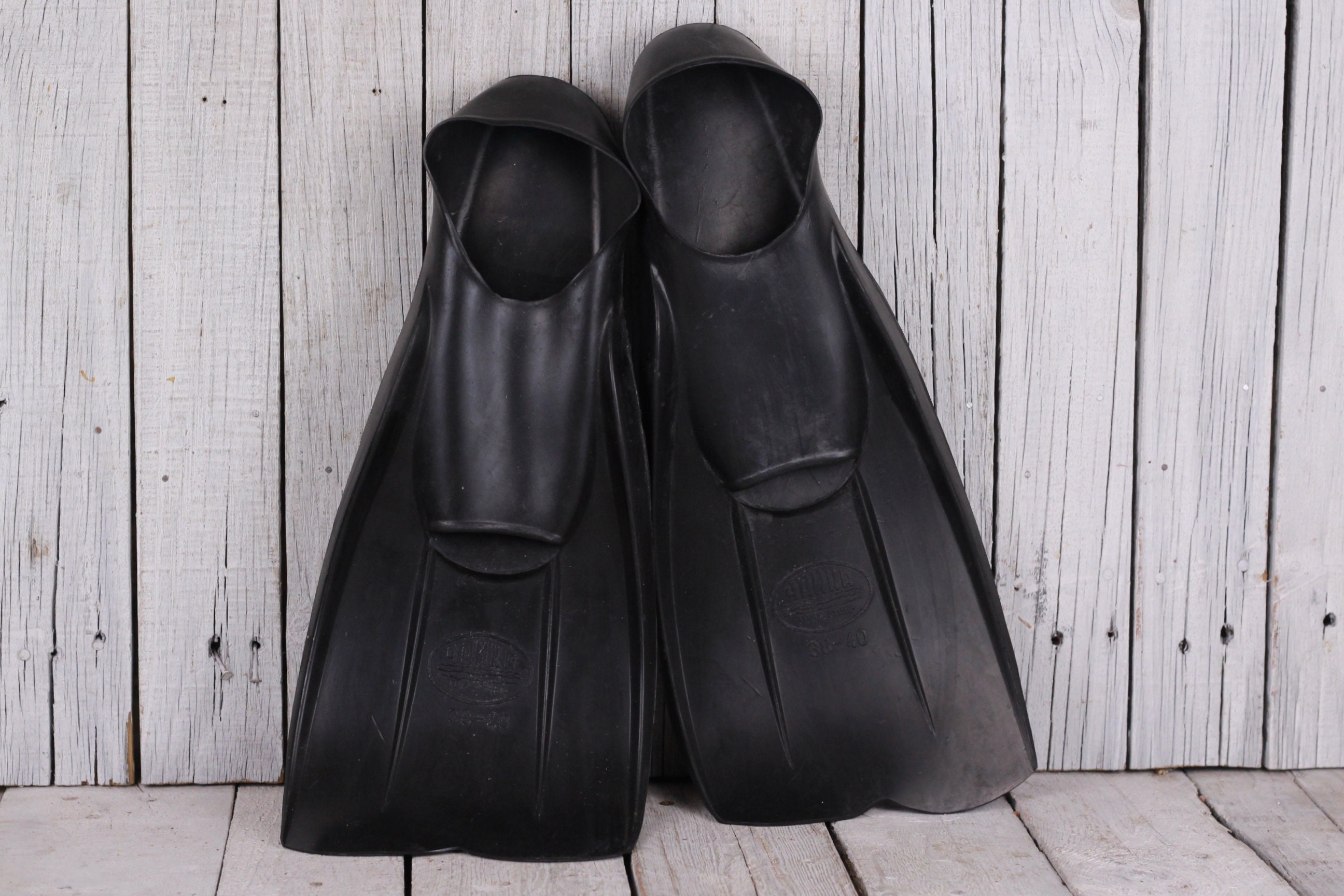 Vintage Black Swimming Fins Flippers, Diving Tools Etsy