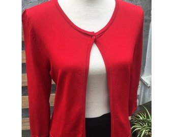 cherry red cardigan