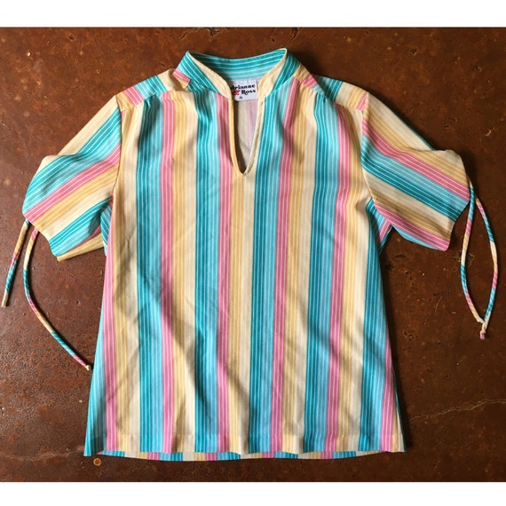 70’s Vintage Rainbow Stripe Blouse - Small / Medi… - image 5