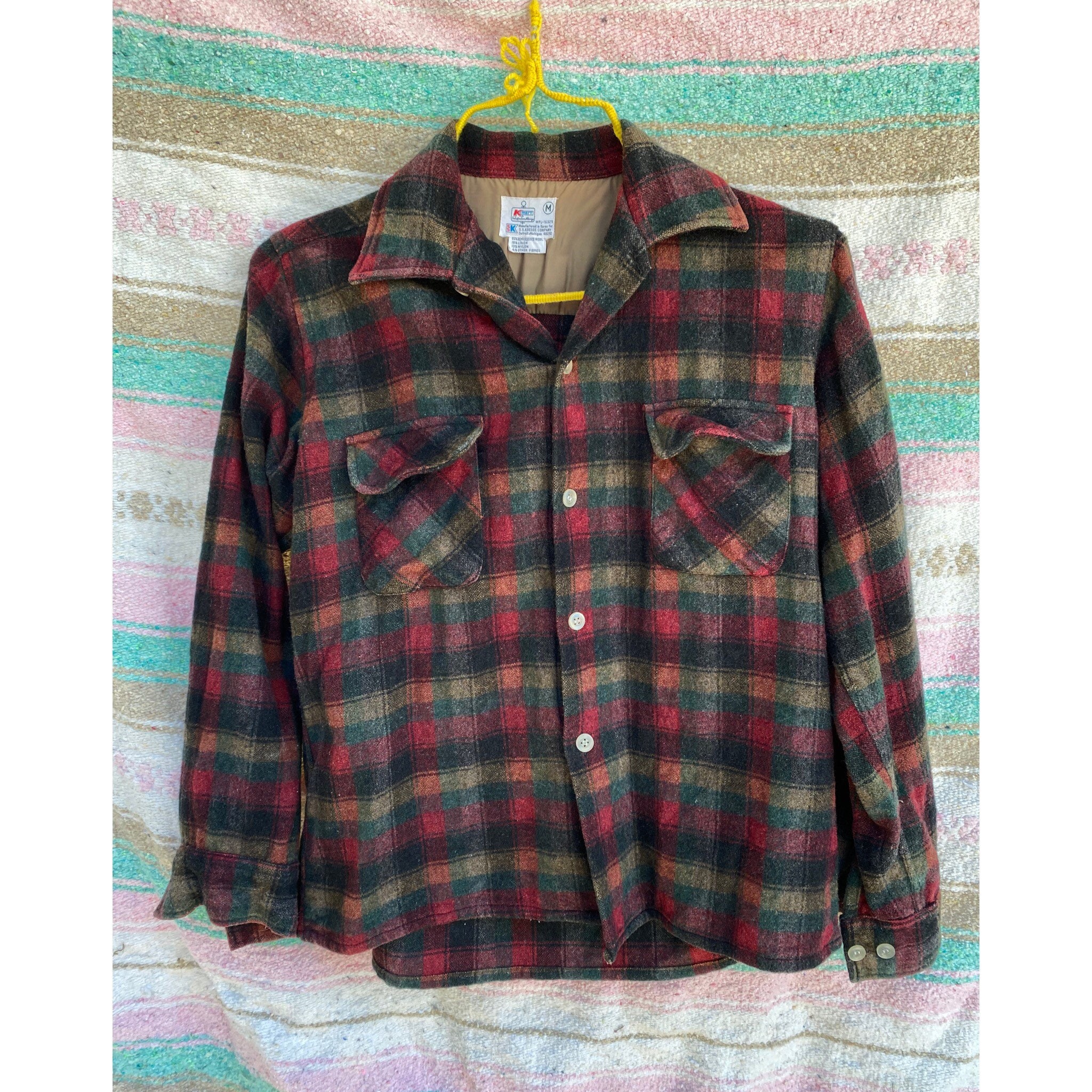 60s Vintage Wool Flannel Shirt Size 