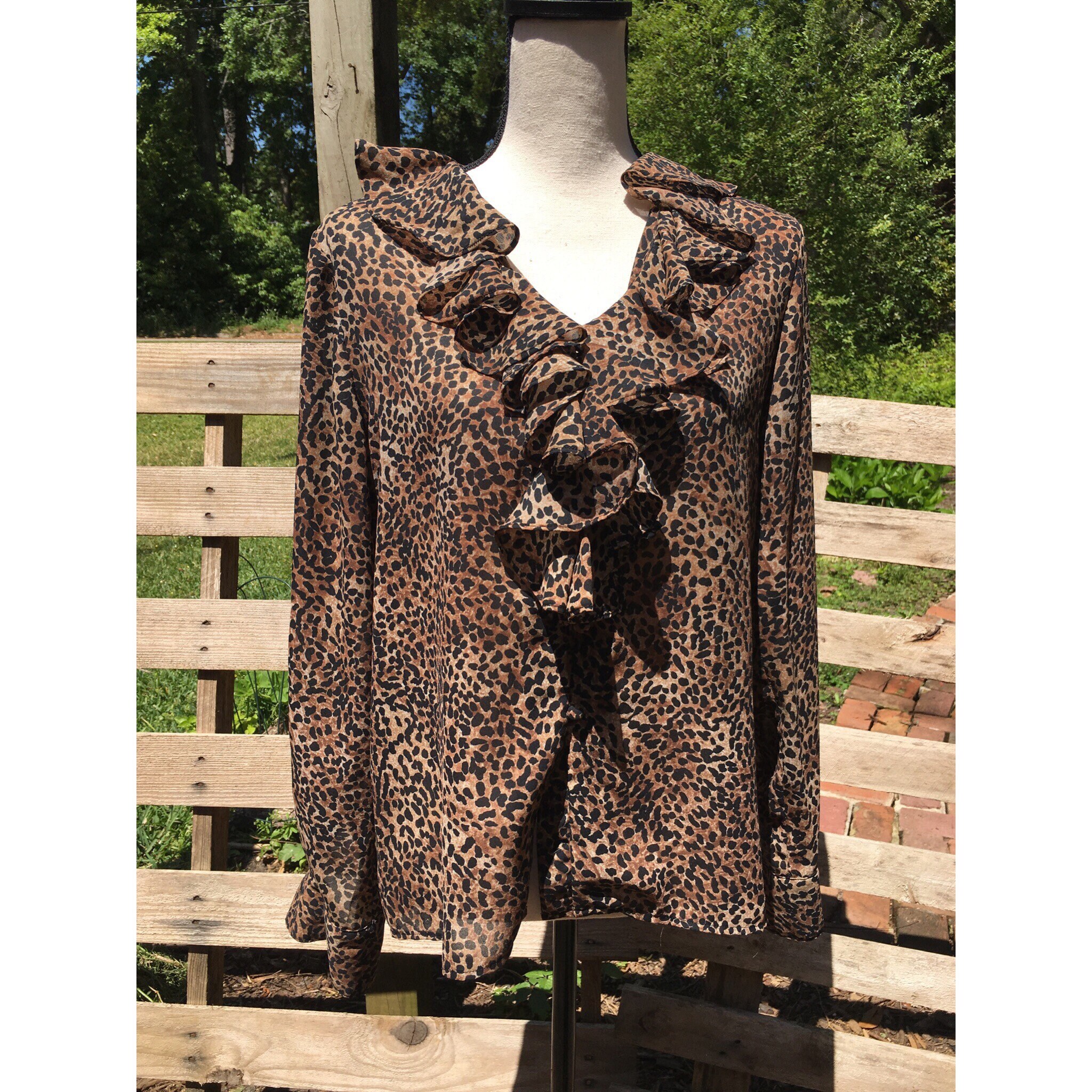 leopard print ruffle blouse