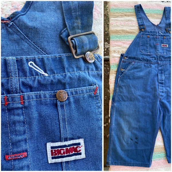 70s Vintage Plus Size Big Mack Overalls SHORTS - Women’s 1X / 2X, Men’s XL - Work Wear, Bibs, Jean, Denim, Dungaree, Jumpsuit, Button Fly