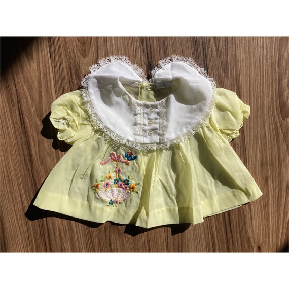 60’s Vintage Infant Girl’s Yellow Ruffle Dress, 0… - image 1