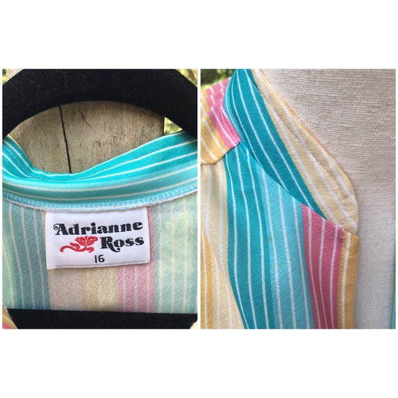 70’s Vintage Rainbow Stripe Blouse - Small / Medi… - image 2