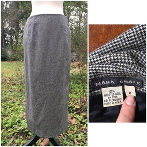 100% Wool Vintage Houndstooth Pencil Skirt - Size 8 - Preppy, Classic - Sandra D, Audrey Horne ala Twin Peaks Vibes - Dark Academia, Pin Up