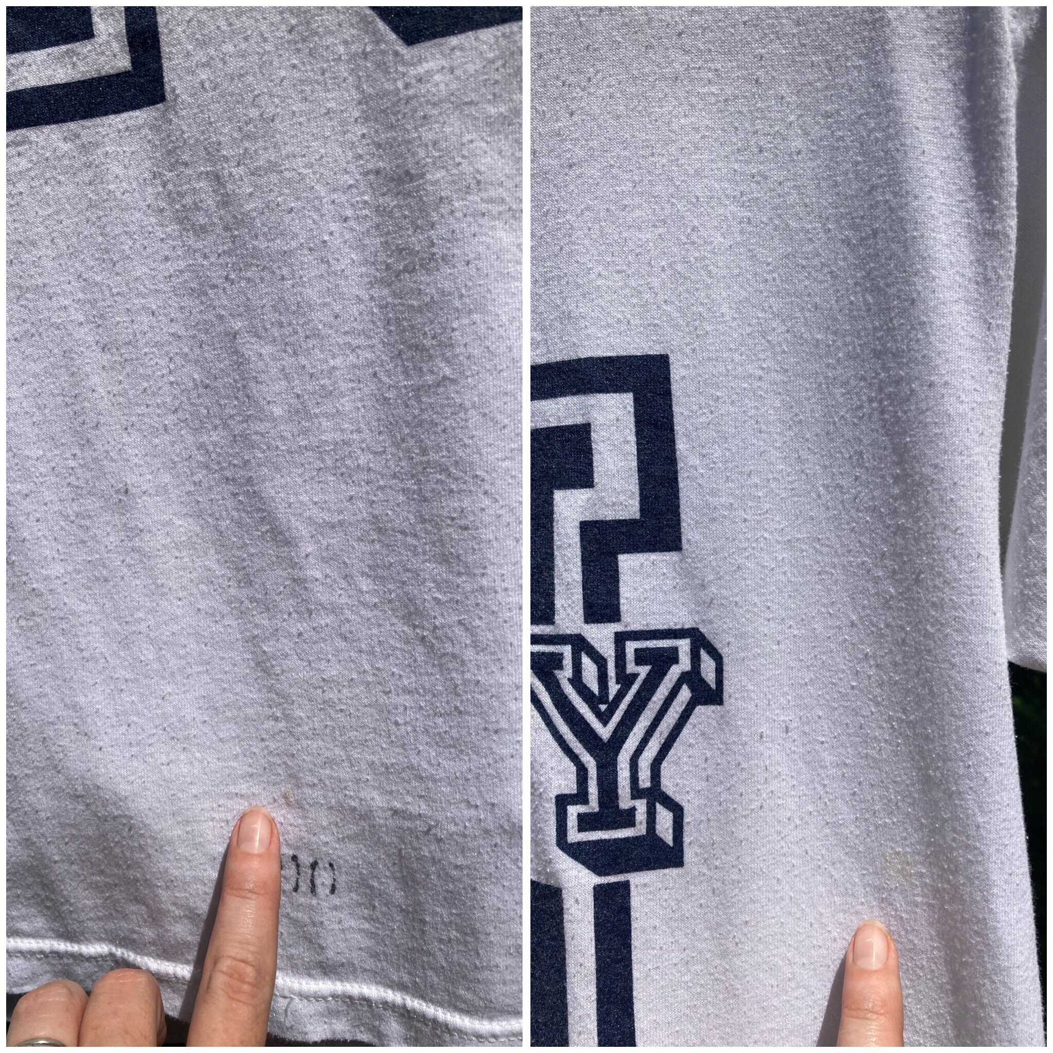 80's Vintage U.S Navy Ringer Tee - Size Medium - Blue and