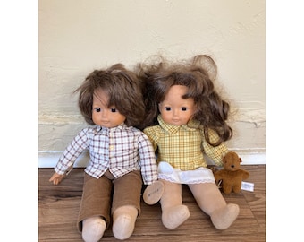 Juego vintage de los 80 de dos muñecas Sekiguchi - Muñeca de vinilo de 1984, Muñeca Sala & Berg Boy y Muñeca Chica La Mattel La Cheri - Colección de muñecas antiguas
