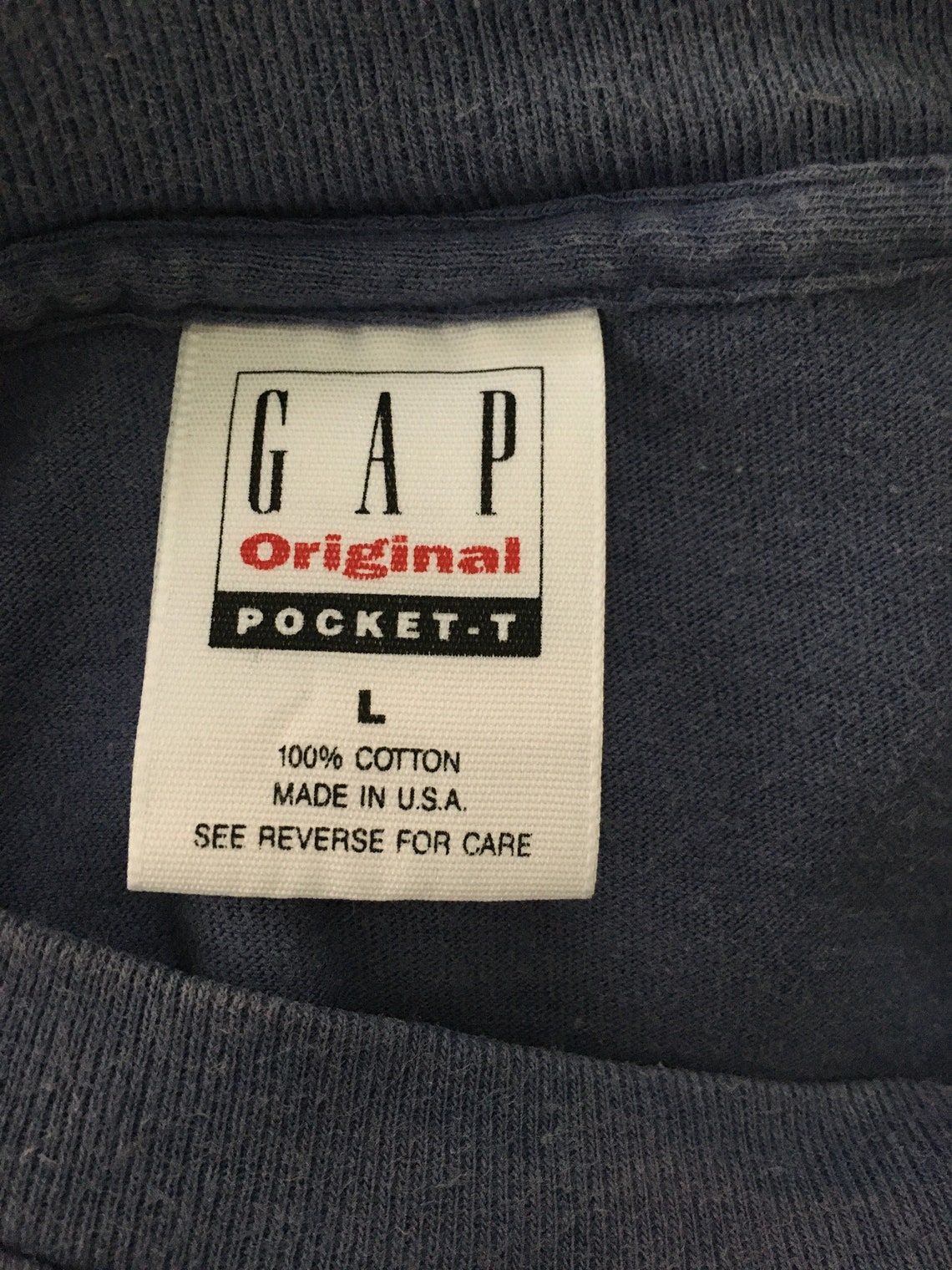 90s Vintage GAP Original Pocket-T Navy T-Shirt Faded Tee | Etsy