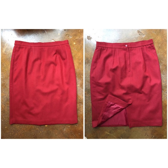 90’s Vintage Plus Size Crimson Pencil Skirt - Siz… - image 3
