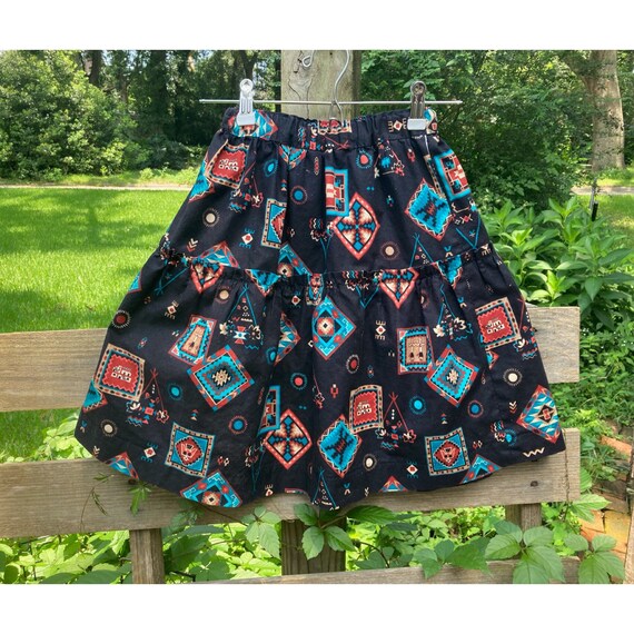 Vintage Girl’s Southwestern Circle Skirt - Size S… - image 1