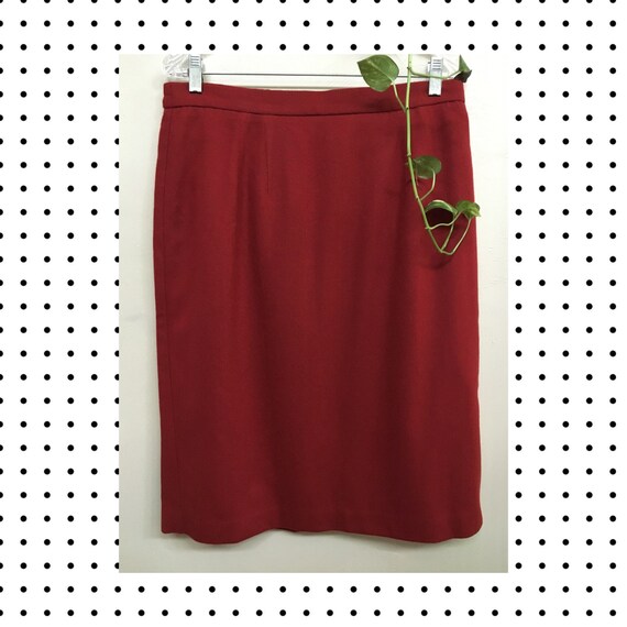 90’s Vintage Plus Size Crimson Pencil Skirt - Siz… - image 1