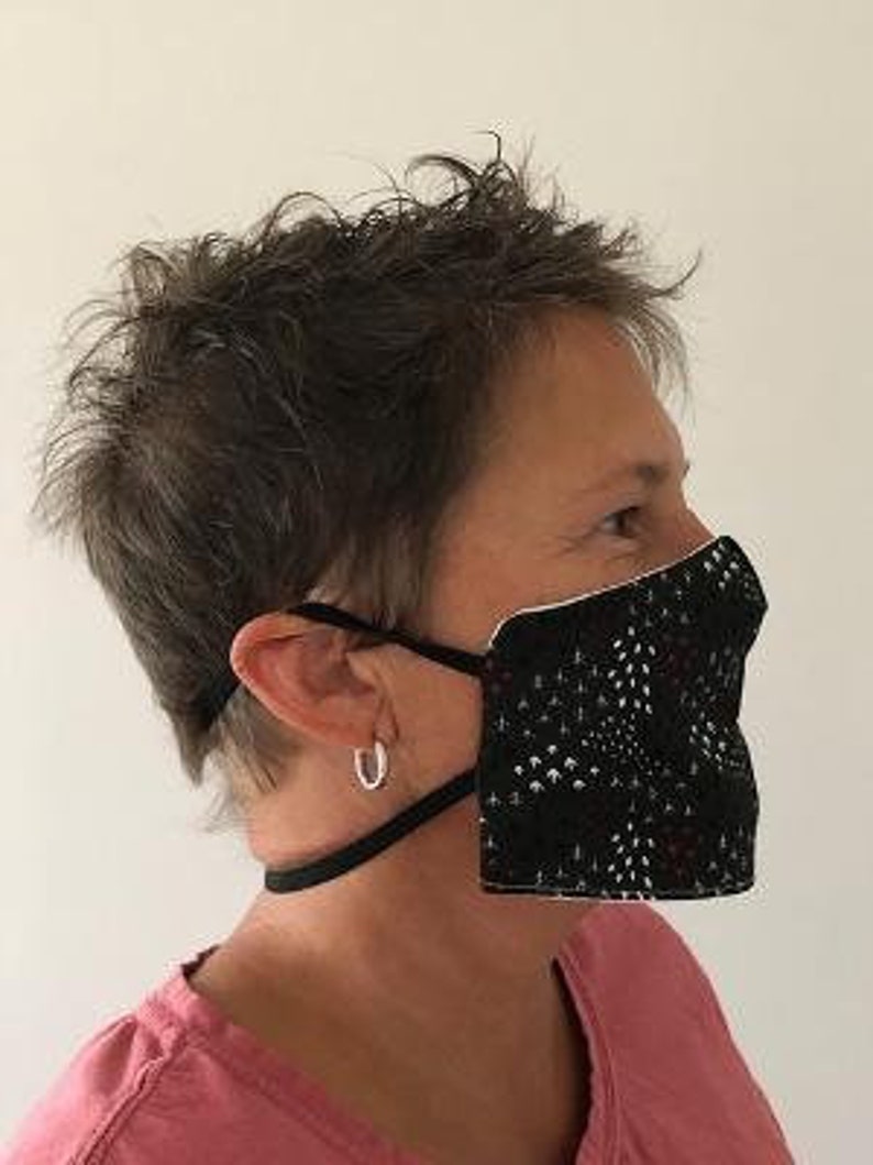 Face mask elastic around the head. Sits on the neck until Etsy