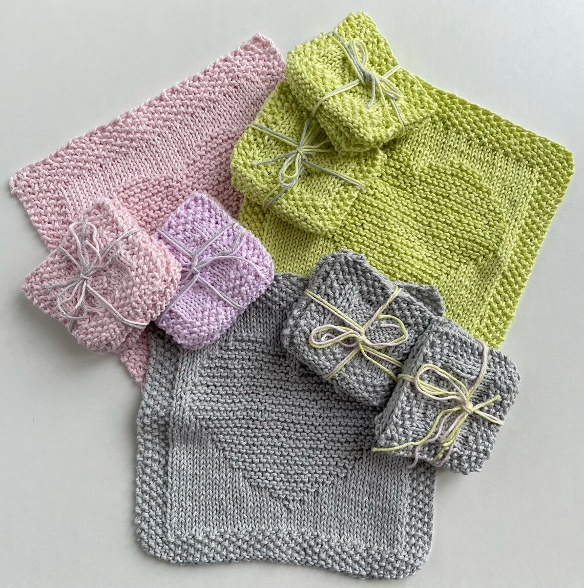 Hand Knitted Reuseable Face Cloths and matching Scrubbies made Etsy.de