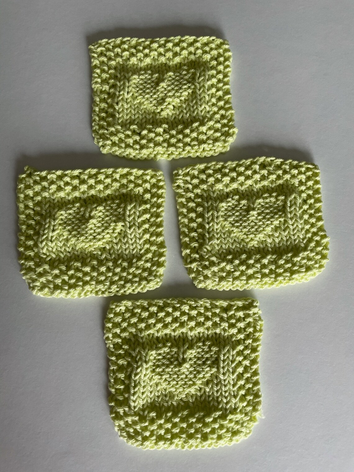 Hand Knitted Reuseable Face Cloths and Matching Scrubbies Made With 100