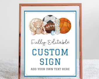 Sports Baby Shower Welcome Sign | Custom Text All Star Theme Party Printable | Editable Digital Template