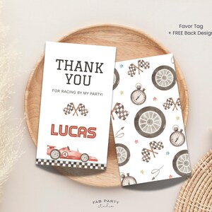 Need Four Speed 4th Birthday Invitation & Favor Tag | Red Racing Theme Party Printable | Editable Digital Template image 6