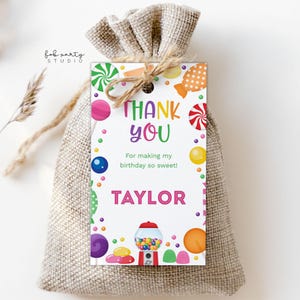 Candy Land Geschenkanhänger | Bearbeitbarer süßer Leckereien Loot Taschenanhänger für Mädchen | Druckbare Geburtstags-Gastgeschenk | Sofortdownload | Digitale Vorlage