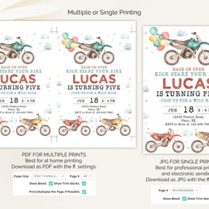 Editable Dirt Bike Birthday Invitation Motocross Party Printable Boys ...